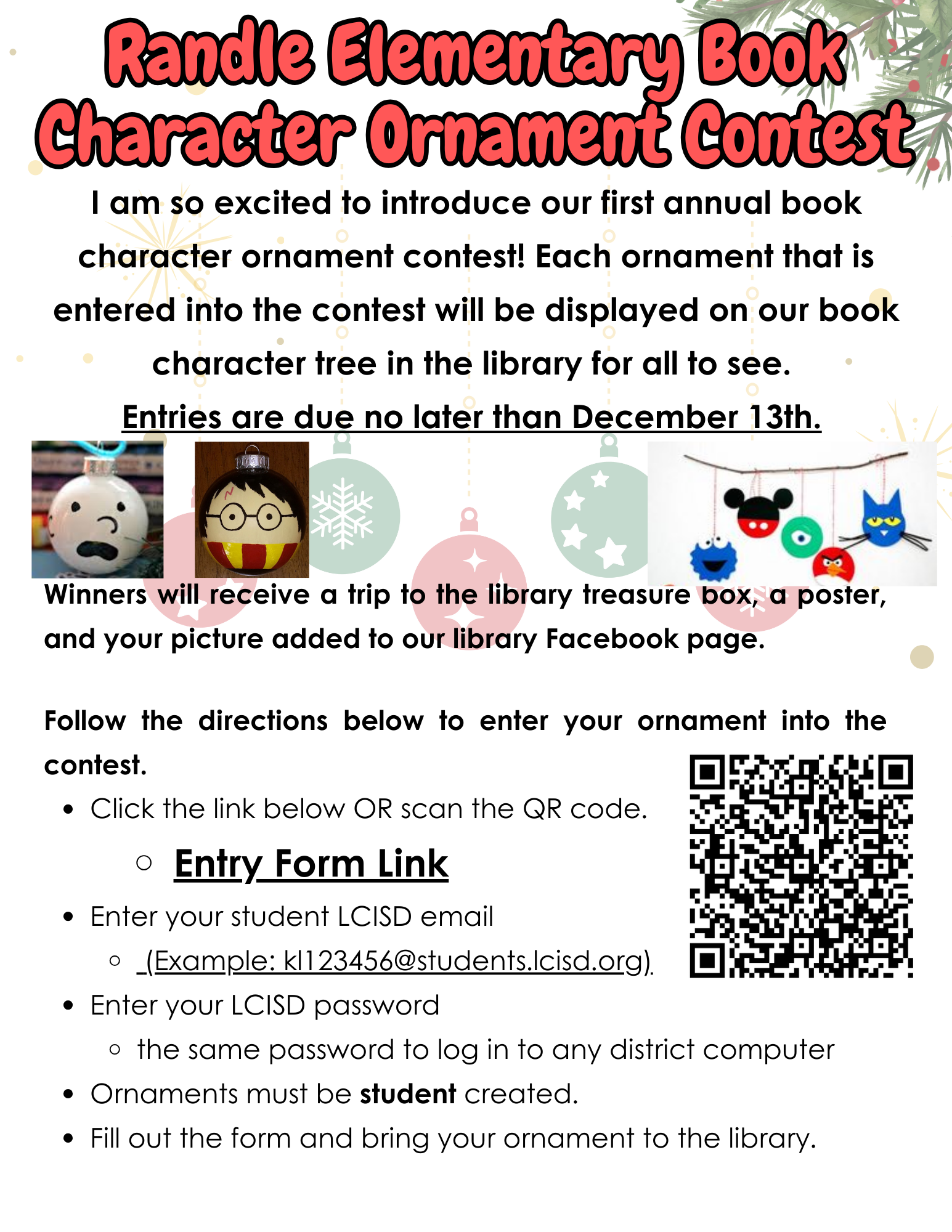 2024 Book Character Ornament Contest