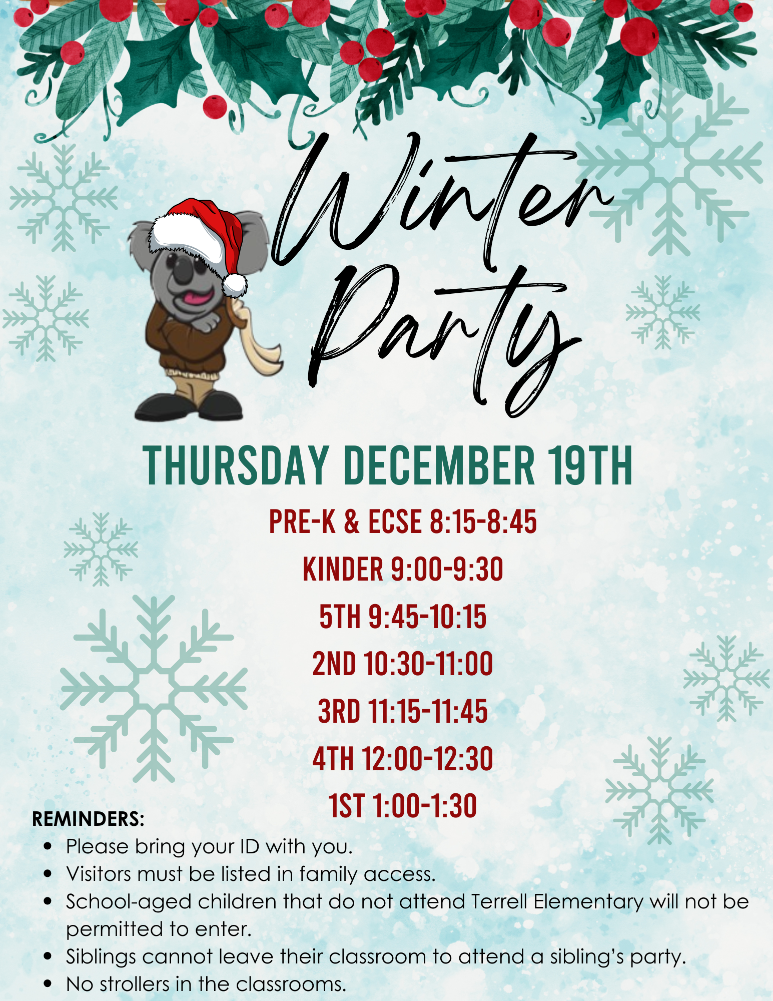 24-25 Winter Party Schedule