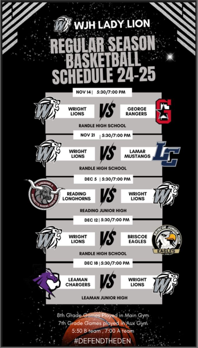 Girls BB Schedule