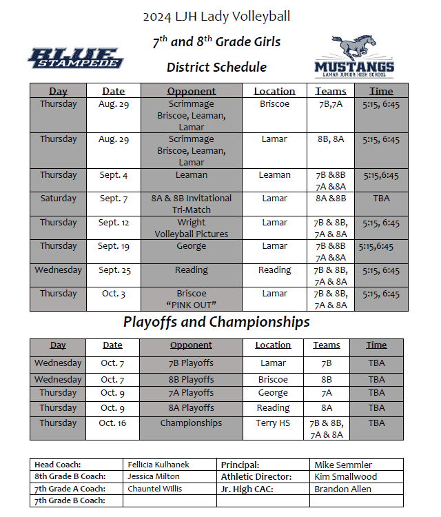 volleyball schedule